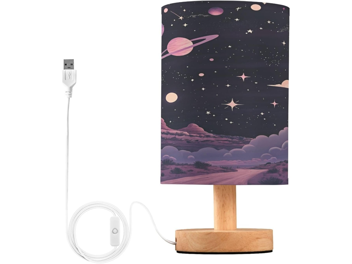Abajur De Cabeceira Com Planetas, Portas De Carregegamento Usb C, Luminária De Mesa Cabeceira, Luminária De Leitura Led