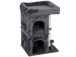 Arranhador com 2 cavernas, plataforma, poste de sisal, cinza escuro compacto S/MARCA
