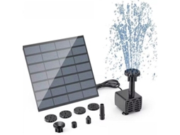 Fonte Solar Para Pássaros - Fonte De Água Solar - Inclui 8 Bicos De Pulverização - Para Banhos De Aves, Lagos, Jardins E Aquários - Plástico - Preto