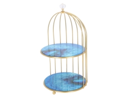 Prateleira de Armazenamento de Duas Camadas para Banheiro Mesa de Maquiagem Gaiola Aro Dourado S/MARCA