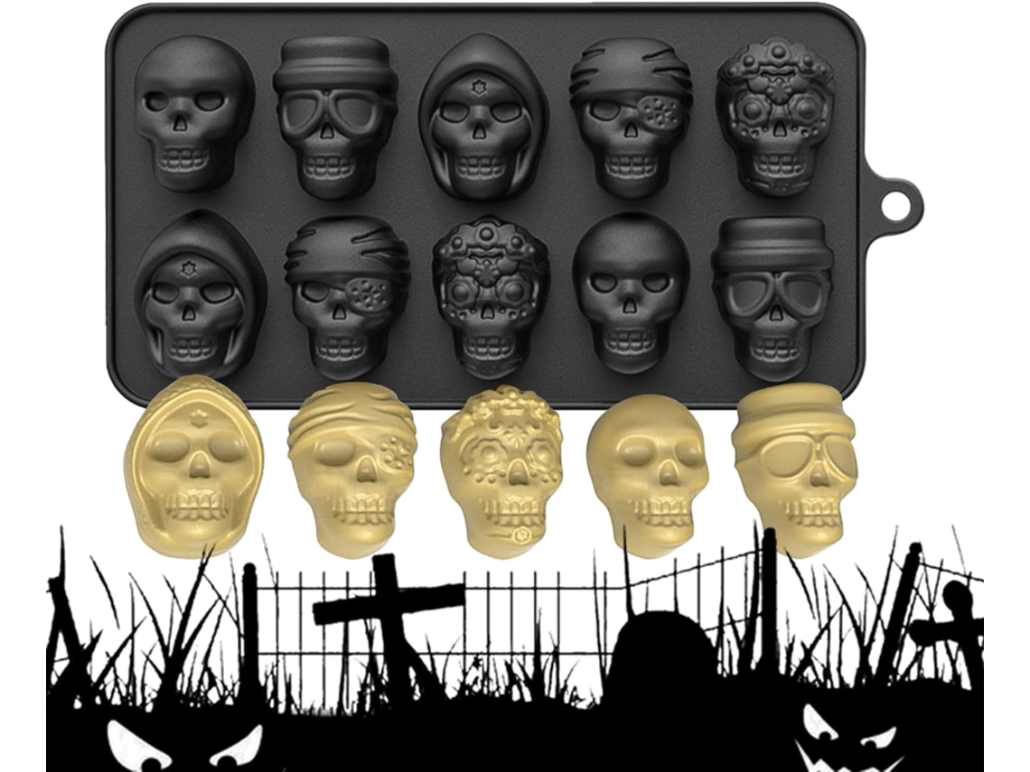 Forma De Silicone Para Biscoitos Em Formato De Caveira, Ideal Para Chocolate, Pudim E Cubos De Gelo.