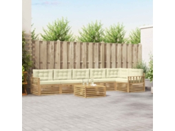 Vidaxl Conjunto De Sofás Para Exterior 7 Unid. Branco E Creme