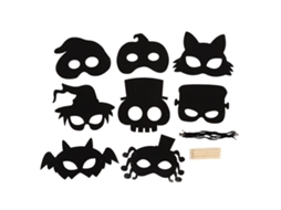 Walshlxq 8 Kits de Máscaras de Halloween com Papel Listrado Arco-Íris para Crianças, Animais e Artesanato