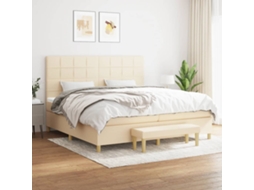 Vidaxl Cama Com Molas/colchão 200x200 Cm Tecido Cor Creme