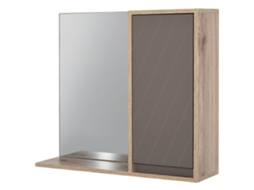 Armário de Banheiro Com Espelho Mdf, Melamina de Madeira Cor Cor de Carvalho 57x14,2x49,2 cm Homcom