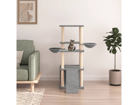 Árvore P- Gatos com Postes Arranhadores Sisal 133 Cm Cinza-Claro VIDAXL