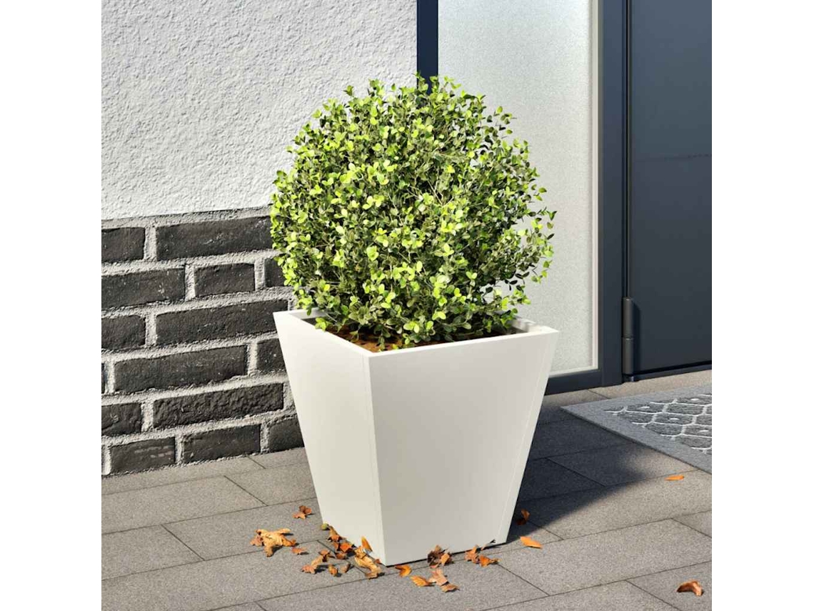 Vidaxl Vaso/floreira De Jardim 30x30x30 Cm Aço Branco
