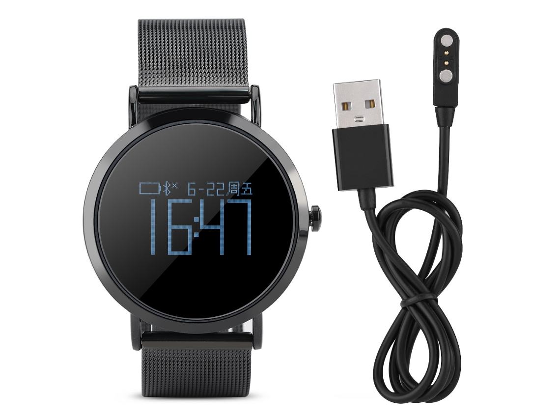 Relógio inteligente com pulseira de aço, monitor de frequência cardíaca e pressão, à prova d'água