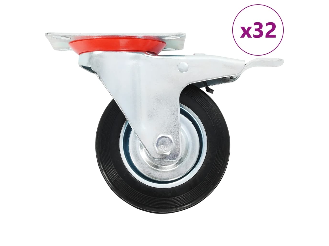Vidaxl 32 Pcs Rodas Giratórias 100 Mm