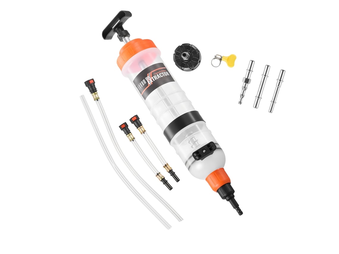 Seringa de Sucção Óleo 1500 Cc, Bomba Extratora Líquido Manual com Adaptadores, Anéis Vedação Borracha, para Extração e Abastecimento Freio