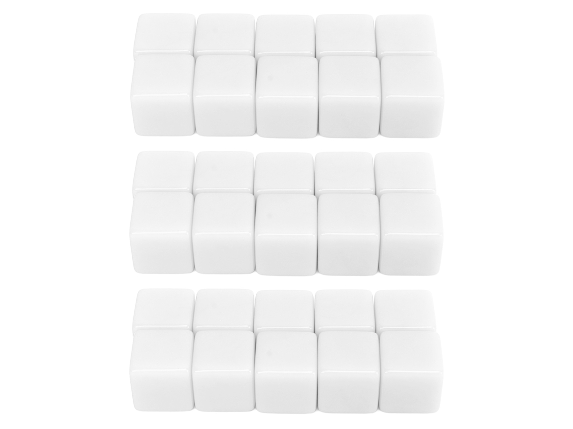 Mali 30 Peças Conjunto de Dados em Branco de 16mm com 6 Lados para Escrita Ensino Matemática Branco