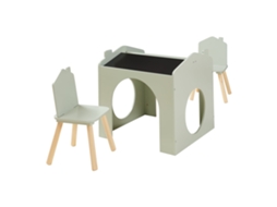 Conjunto De Mesa Para Crianças Romso Com 2 Cadeiras Aspecto De Casa Verde [EN.CASA]