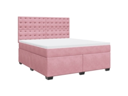 Cama com Molas/colchão 180x200 Cm Veludo Rosa MAISON EXCLUSIVE