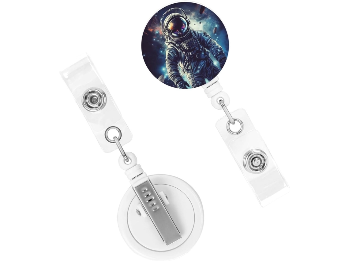Porta Crachá Retrátil, Carretéis De Identificação Resistentes, Porta Crachá De Astronauta Espacial, Chaveiros Com Clipes