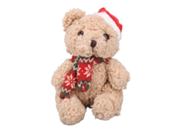 Mali urso de Pelúcia de Natal com Chapéu e Bufanda Vermelha 23cm/9.06in Boneca Fofa