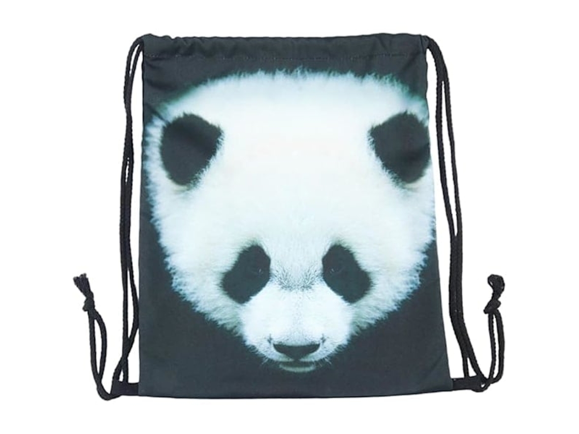 Mochila com Cordão Impermeável, Ajustável, Leve, para Academia, Escola e Esportes BRILVIBERA (panda)