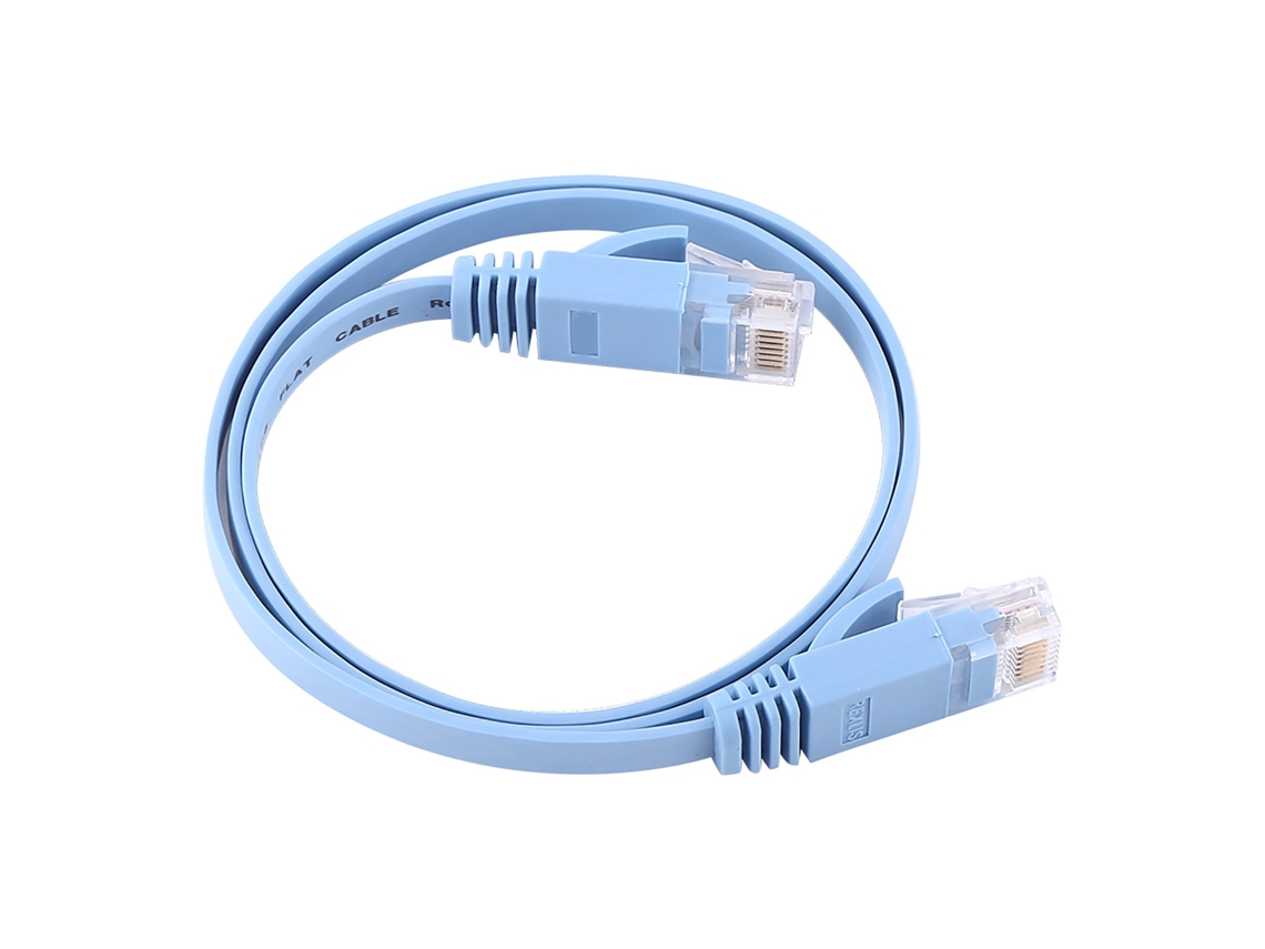 Cabo De Parche Utp Plano Ethernet Cat6 Rj45 Para Roteador Lan 1000m Azul 0.5m