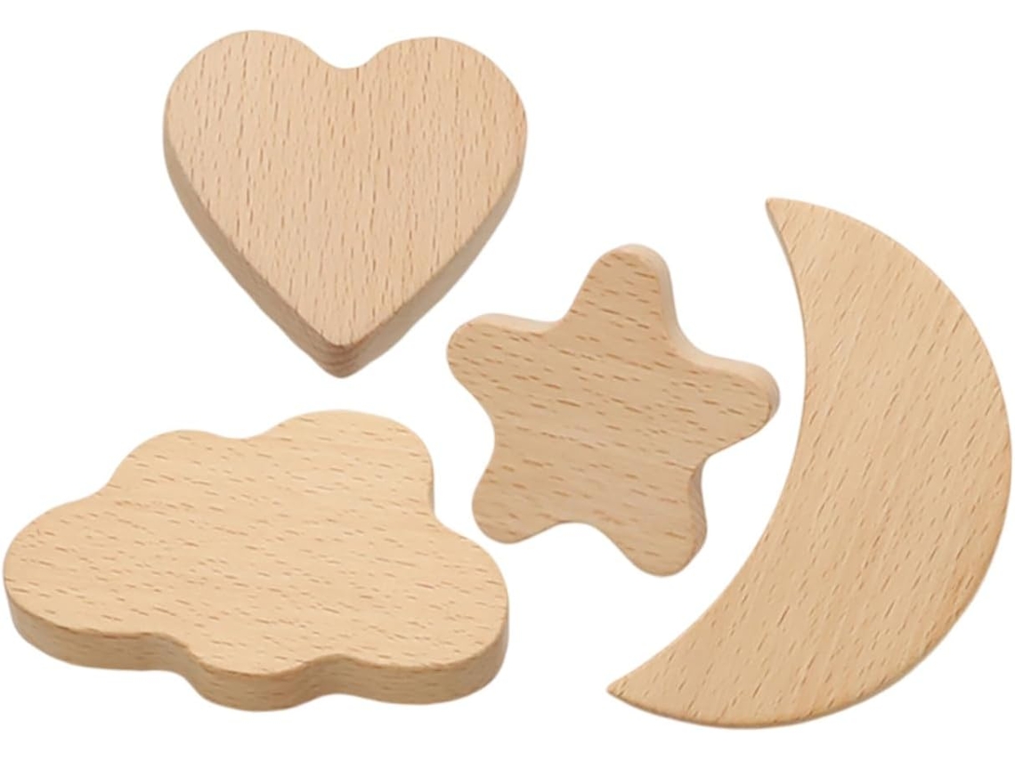 Yardenfun Conjunto De 4-puxadores Madeira Bege Para Cômoda Infantil, Em Formato De Desenho Animado, Seguros E