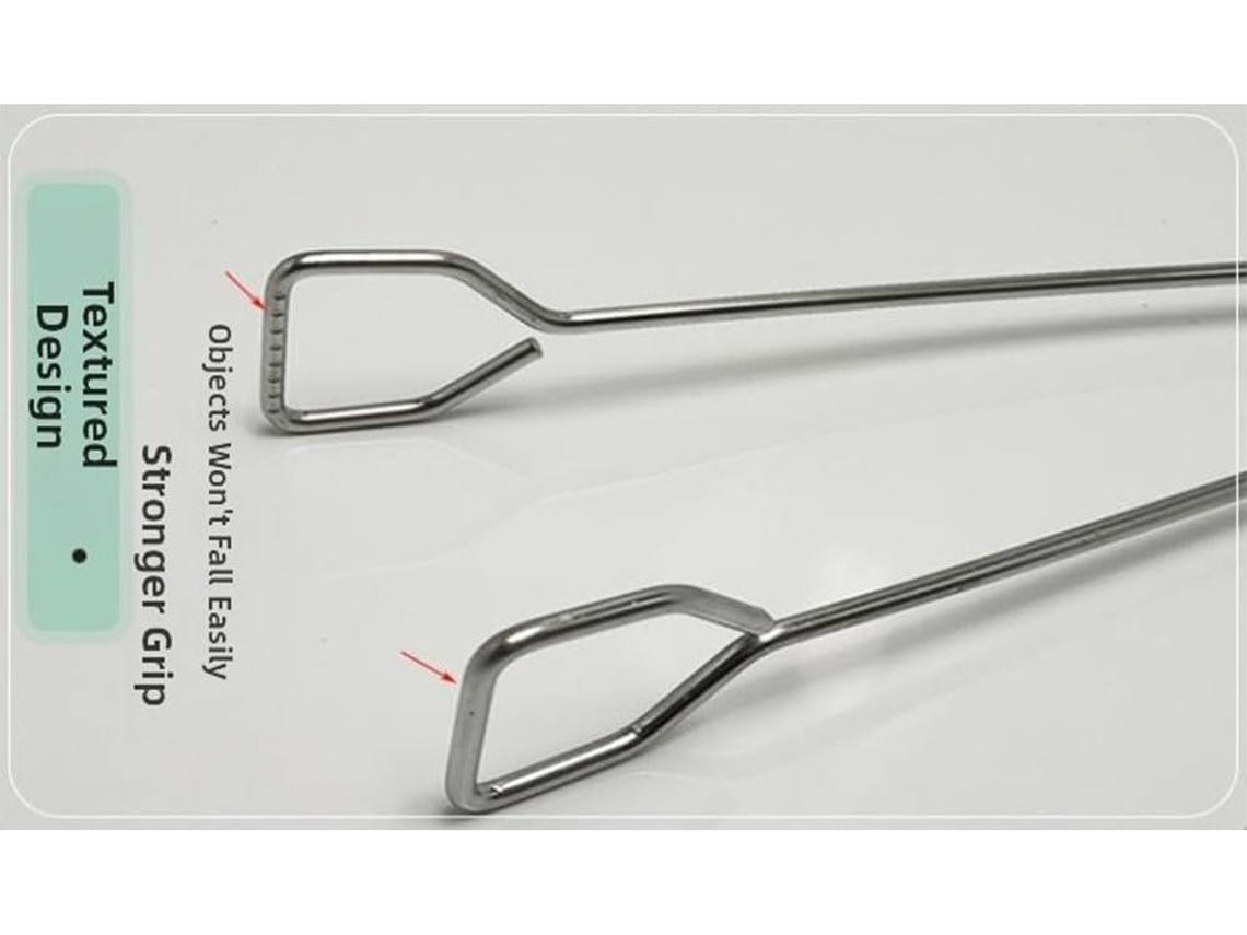Pinça Para Churrasco De Aço Inoxidável 38cm 15 Grelhar Ao Ar Livre E Usar Carvão Cabos Borracha Antiderrapantes, Design