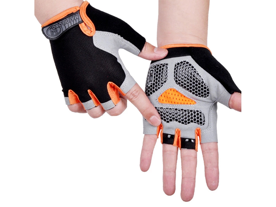 (versão Laranja Atualizada) Luvas De Ciclismo Masculinas Antiderrapantes, Luvas Antiderrapantes Respiráveis De Meio Dedo