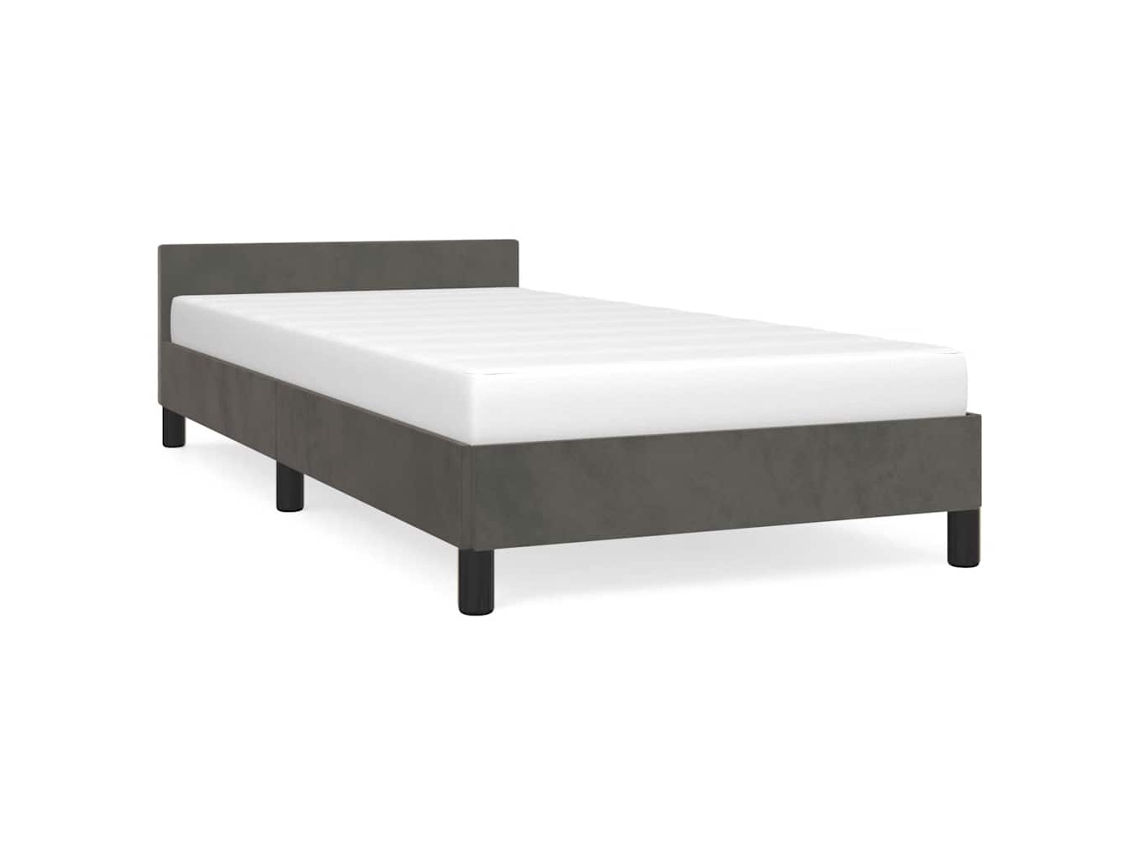 Estrutura de Cama Hanko em Veludo Cinzento Escuro (100x200 cm)
