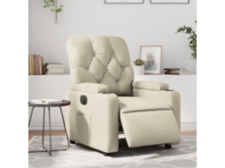 Vidaxl Poltrona Reclinável Elétrica Couro Artificial Cor Creme