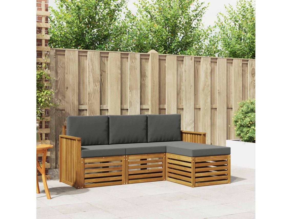 Vidaxl Conjunto De Sofás Para Exterior 4 Unid. Natural E Antracite