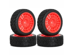 Conjunto de 4 Rodas e Pneus Amarelos para Automóveis Rc, Compatíveis com os Modelos de Veículos Rc Tamiya Xv02 Rv 1/10, com Eixo de 70 Mm. MDUG