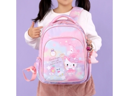 Mochila Escolar Niña Primaria Rosa Larga Ligera Cartoon Con Correa De Pecho Bonita