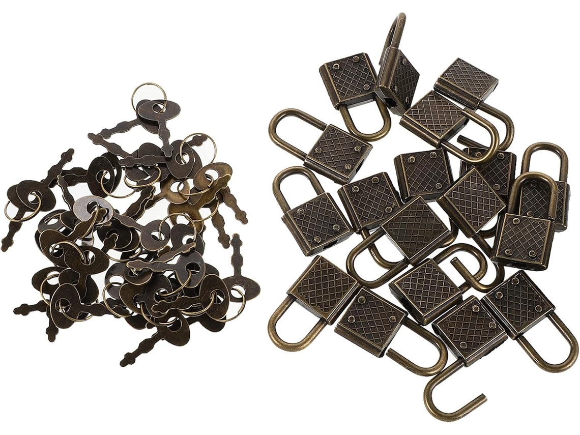 Mini Cadeados Arcaicos, Compactos E Portáteis, Pacote Com 20 Unidades, Em Liga De Zinco, Com Chave, Para Gavetas, Portas