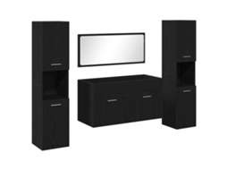 Conjunto 4 Conjunto De Banheiro Vidaxl Preto Derivados De Madeira (90 X 38,5 X 46 Cm)