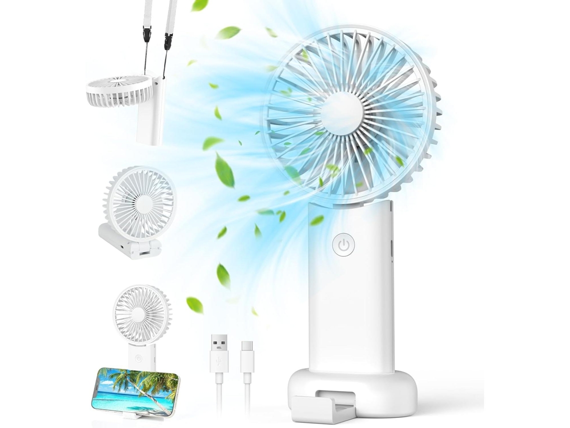 Ventilador MDUG, silencioso, 3 velocidades, luz LED, compacto, amarelo