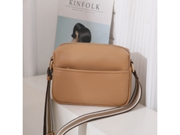 Bolsa De Ombro Com Zíper Quadrado Da Moda, Bolsa Transversal Feminina De Couro Sintético Com Alça De Ombro Listrada, Marrom SUNNY SPACES