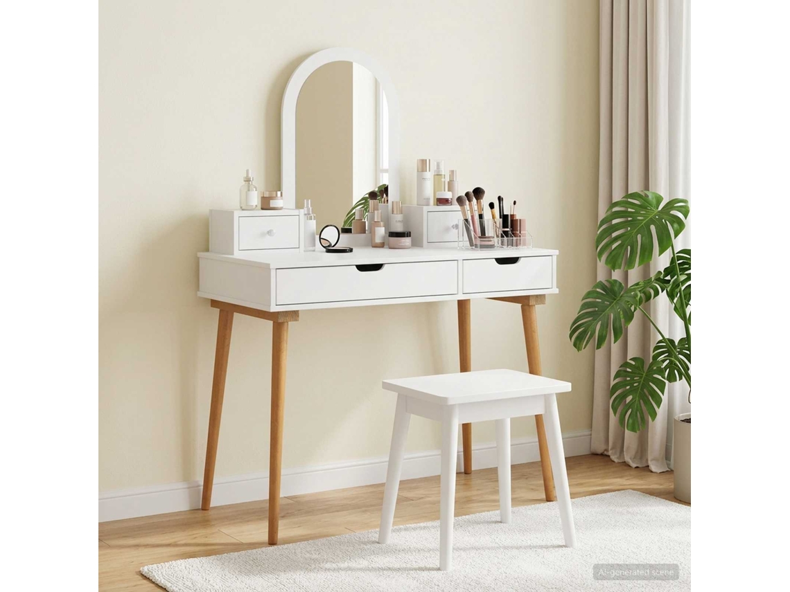 Vidaxl Conjunto De Mesa De Vestir Fauske 4 Unid. Branco