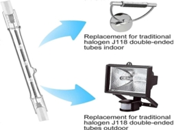Kit com 7 lâmpadas halógenas lineares Lurelia R7s 150w 230v 2700k 118mm, dimerizáveis, cápsula transparente