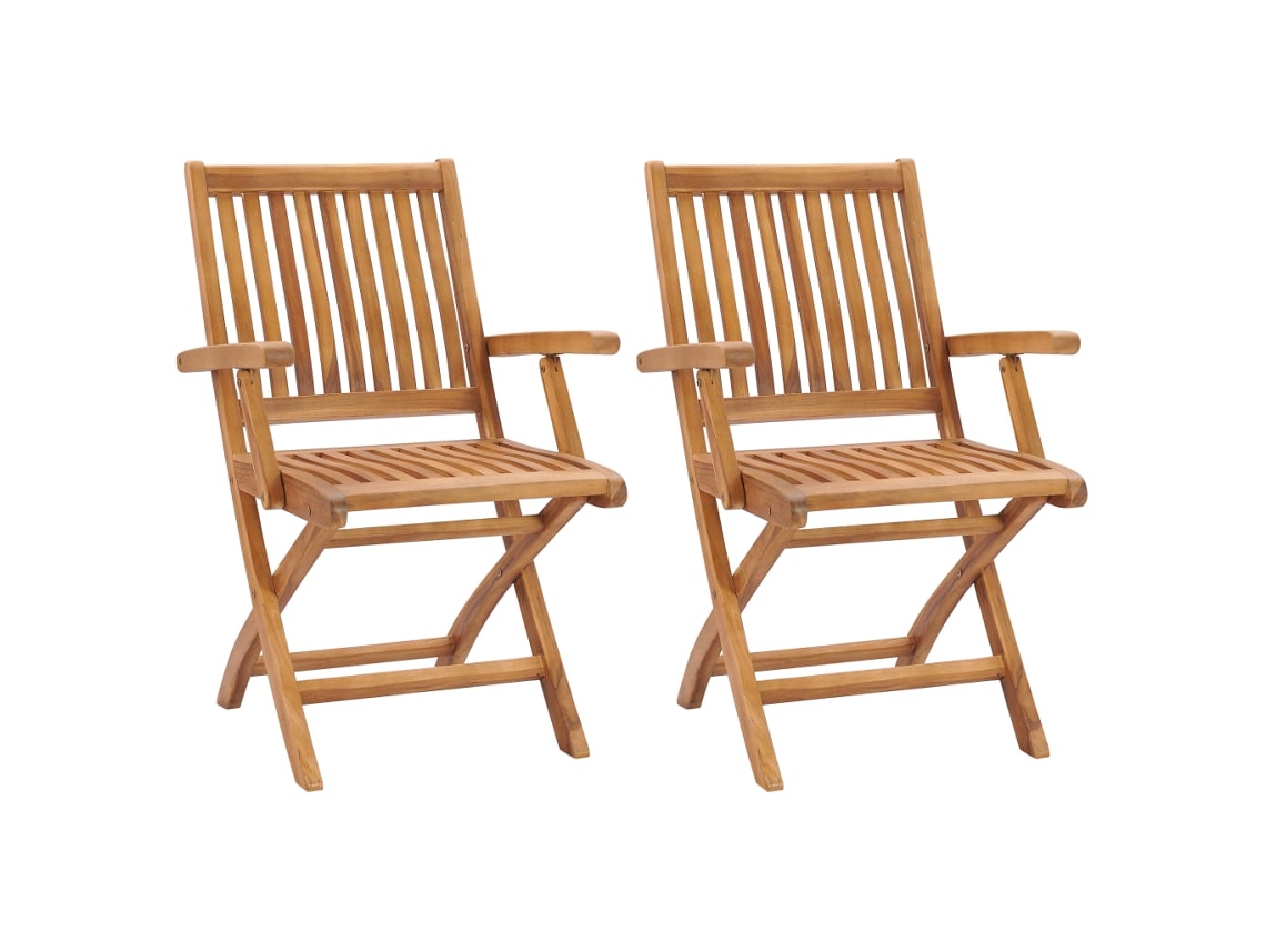 Cadeiras De Jardim Dobráveis 2 Pcs Madeira De Teca Maciça Dkd Home Decor