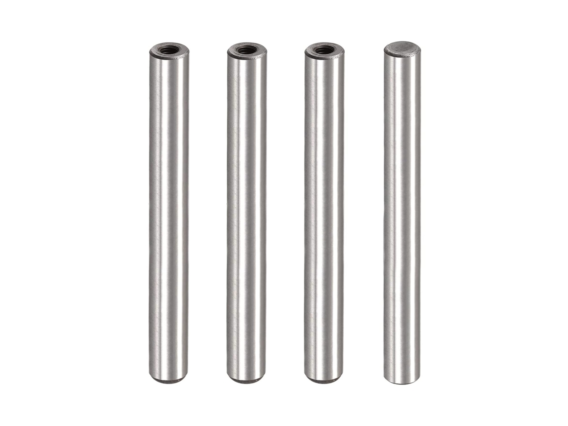 Pino de rosca interna M6, 4 peças, 12x100mm, chanfro, plano, aço carbono, para eixo CHABERLU