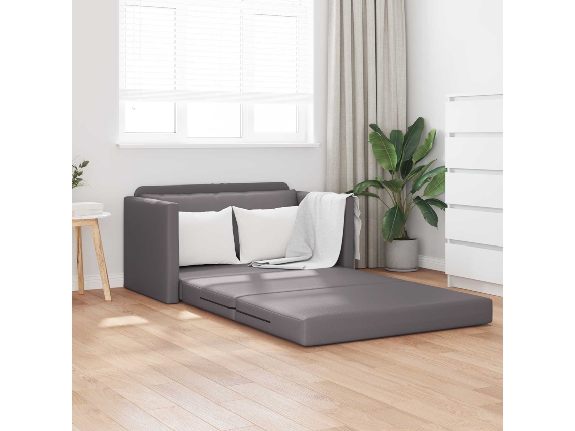 Vidaxl Sofá-cama Cinzeto 124 X 71 X 78 Cm Couro Artificial