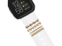 Bracelete Fitbit Sense 2 Pulseira com Adorno Corações Branco