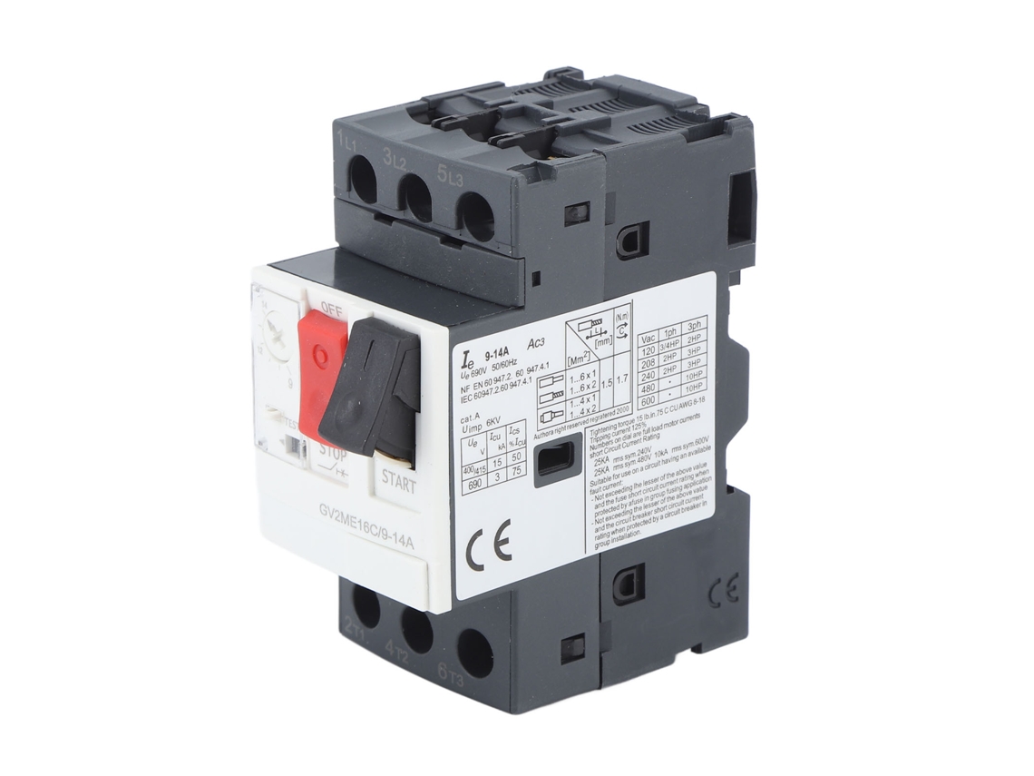 Disjuntor De Motor Com Proteção Contra Sobrecarga E Curto-circuito Gv2 Me16c 9-14a 35mm Rail Ac690v