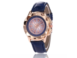 Reloj De Cuarzo Para Mujer Con Correa De Cuero Pu Y Diamantes Brillantes (azul Real)