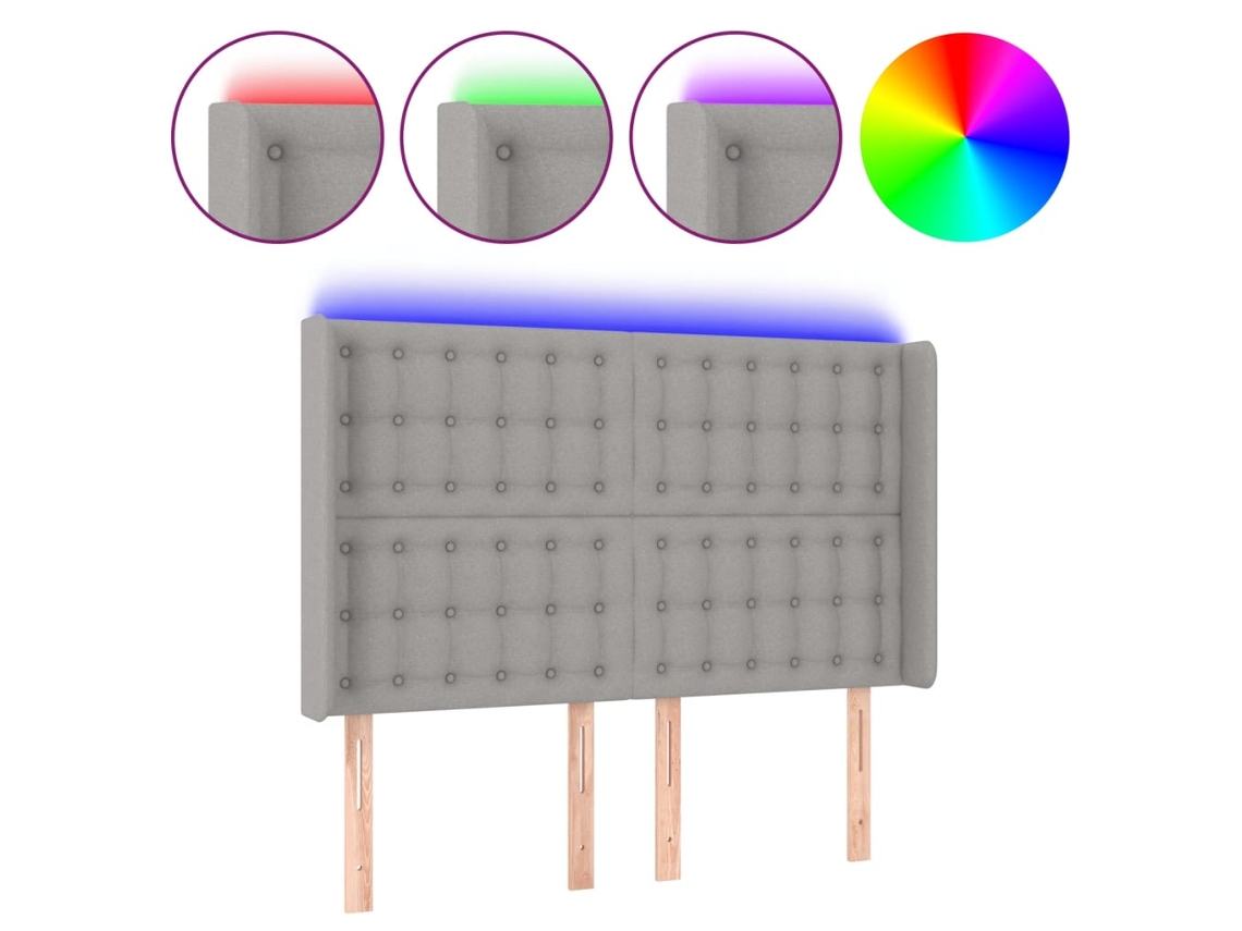 Led Headboard, Led Headboards Vidaxl Cinzeto Tecido (147 X 16 X 118/128 Cm)