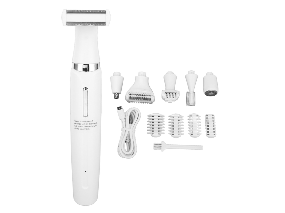 Aparador Elétrico Para Mulheres 6 Em 1 À Prova De Água Remoção De Cabelo Para Rostro Sobrancelhas Braços Axilas Pernas Área Púbica