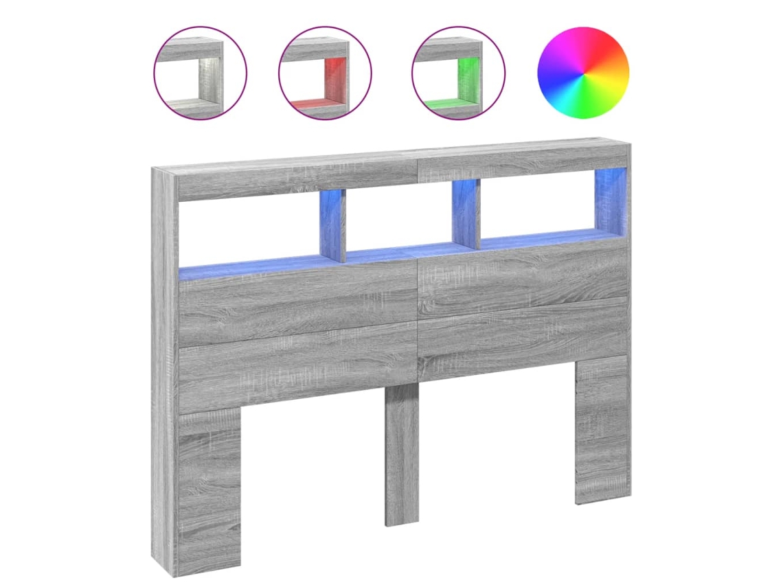 Headboard Cabinet, Headboard Cabinets Vidaxl Cinzeto Madeira Processada (140 X 17 X 102 Cm)