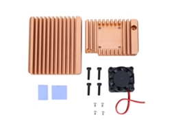 Capa Mini Roteador Alloy Ouro Nanopi R2s com Cooler