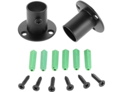 Conjunto de 2 suportes de flange para diversos guarda-roupas de aço inoxidável com diâmetro de 19, 22, 25 e 32 mm, para pendurar roupas.