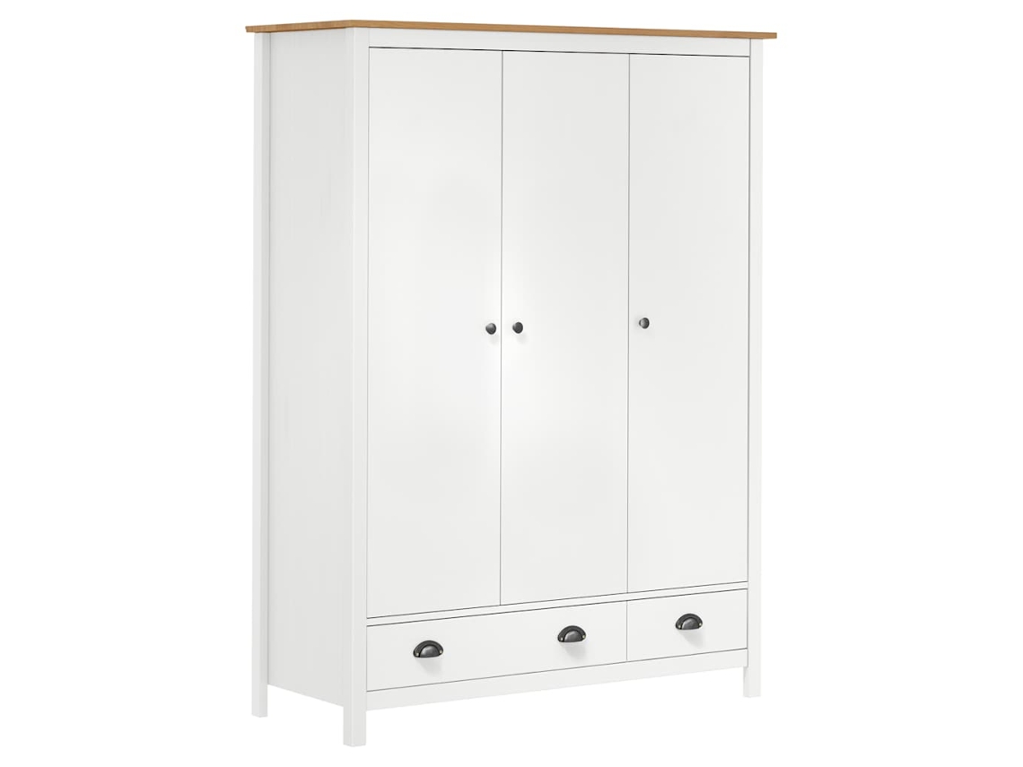 Roupeiro Hill MAISON EXCLUSIVE com 3 Portas em Pinho Maciço Branco (127x50x170 cm)