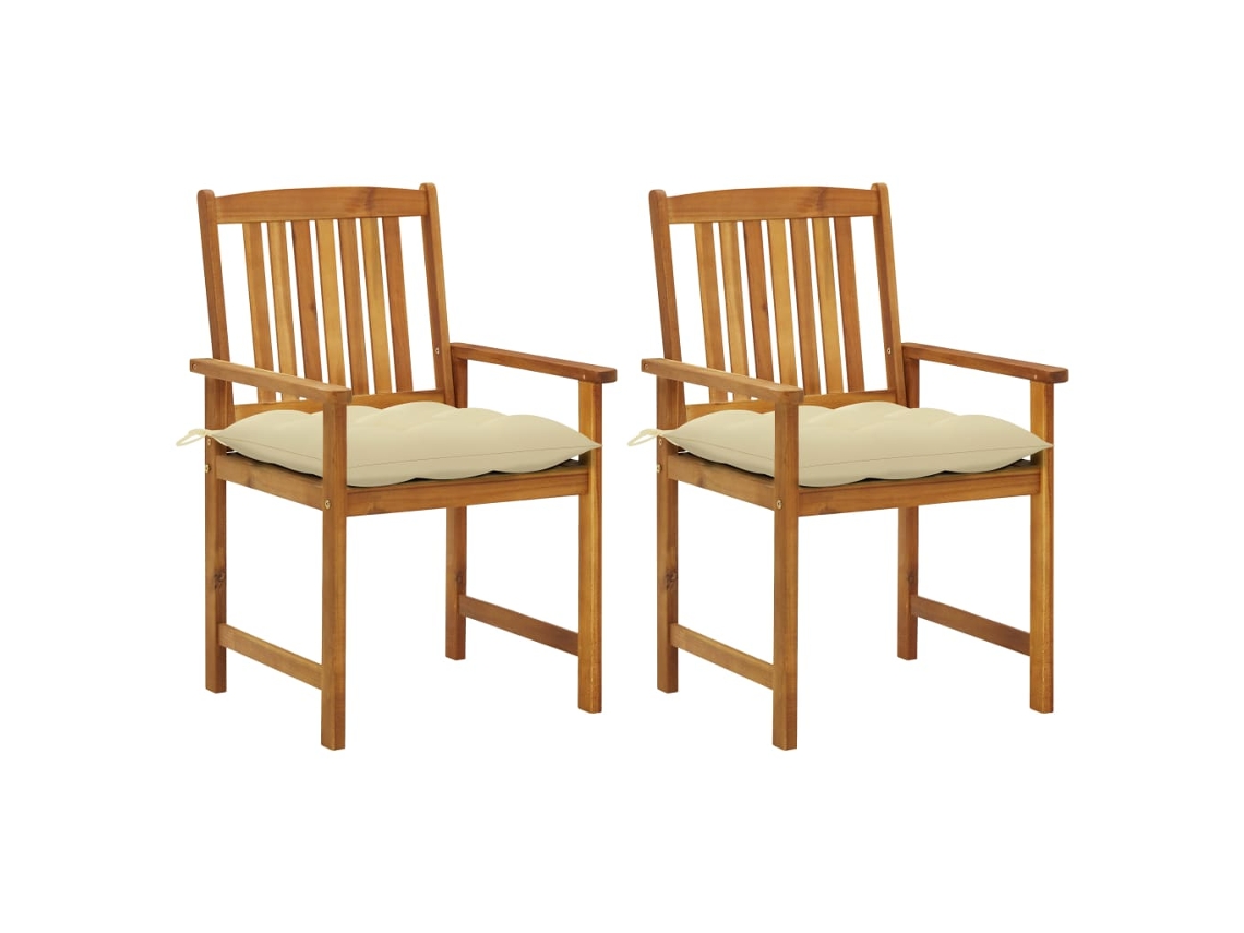 Vidaxl Cadeiras De Jardim Com Almofadões 2 Pcs Acácia Maciça