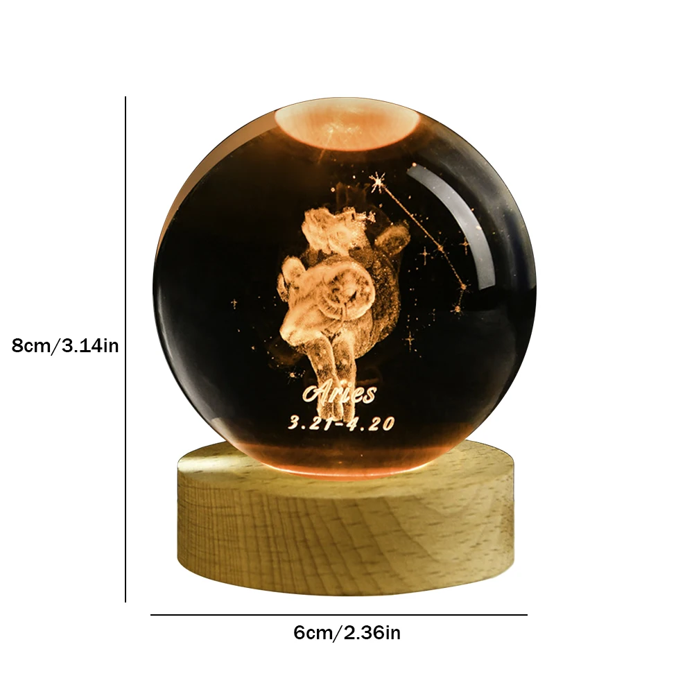 Luminária Noturna Bola de Cristal , Luminária Esculpida em 3d, Decoração para Casa MDUG (luz Colorida)