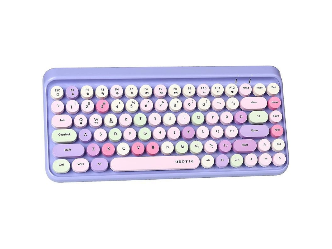 Fasst teclado Sem Fio Bluetooth Mini Flexível com 84 Teclas e Design Colorido Retro para Windows, Mac, Ios e Android